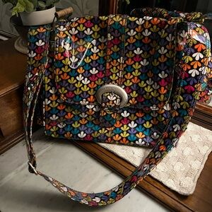 KALENCOM Classic Midi Buckle Diaper Bag Clover Pattern Rainbow Colors Laminated